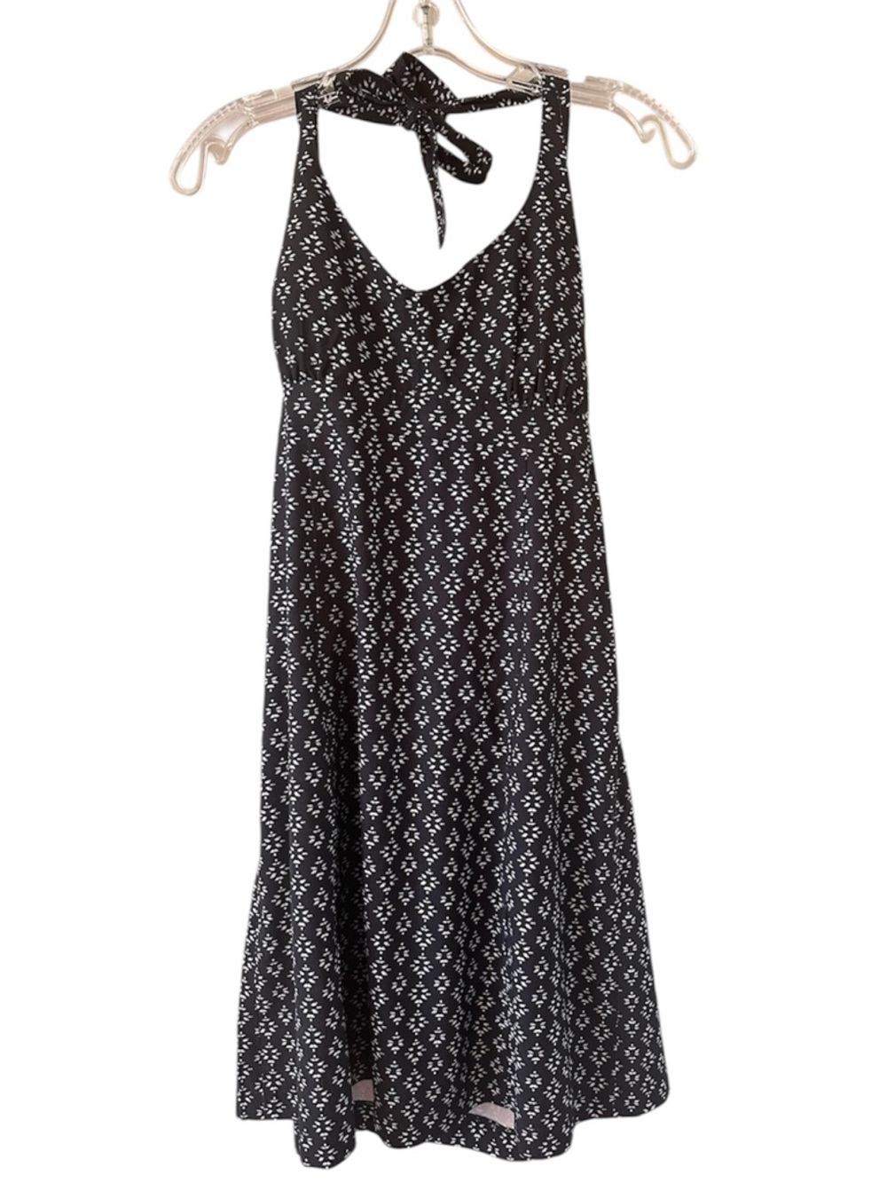 Athleta Pack Everywhere Halter Black with White All Over Detail Dress